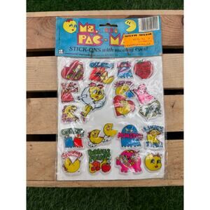 Vintage Ms. Pac-Man "Stick-Ons" Puffy Stickers - New Old Stock